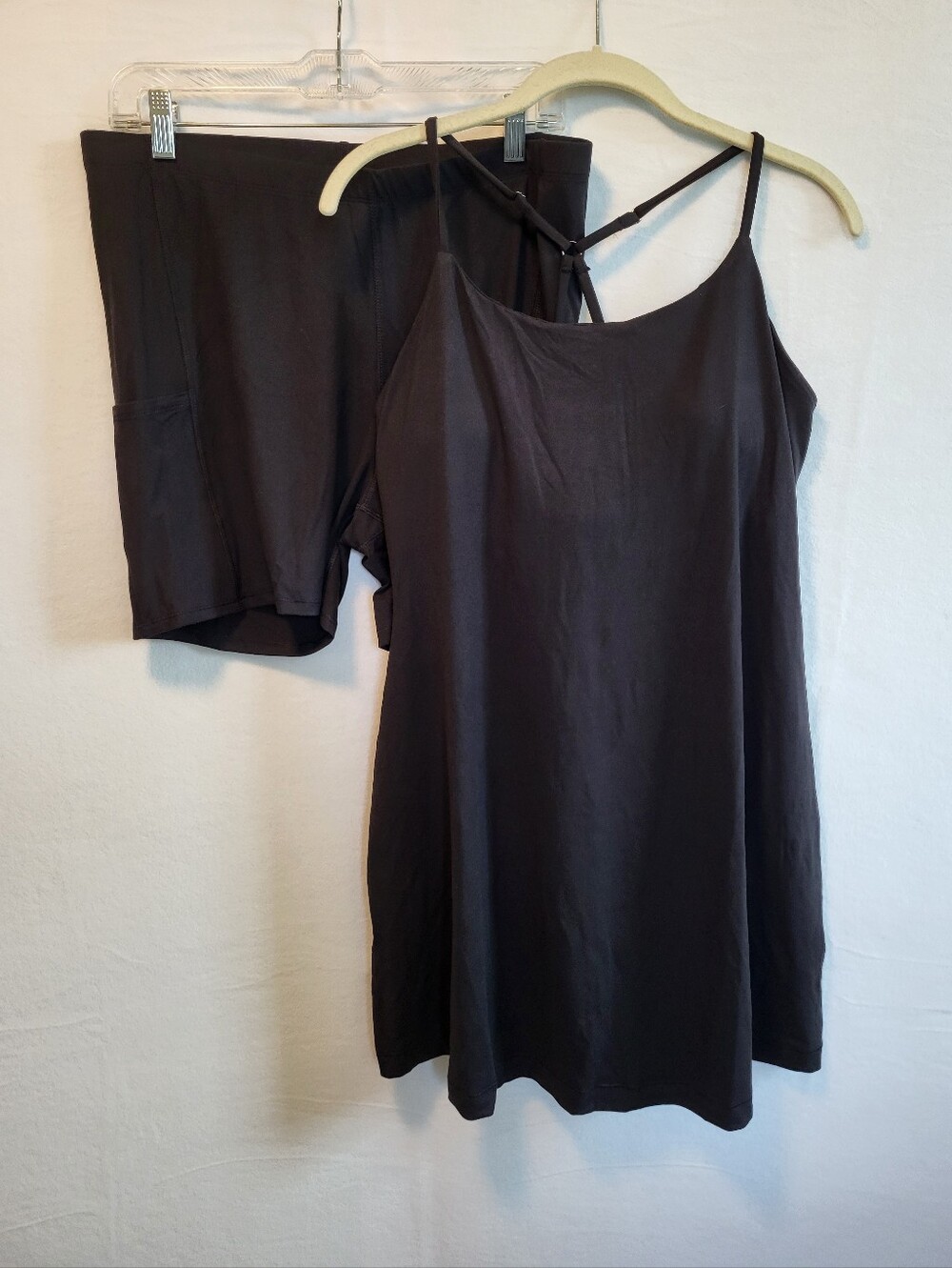 Rae Mode Black Strappy Slip Dress with Matching Shorts Size 2X More Like A XL